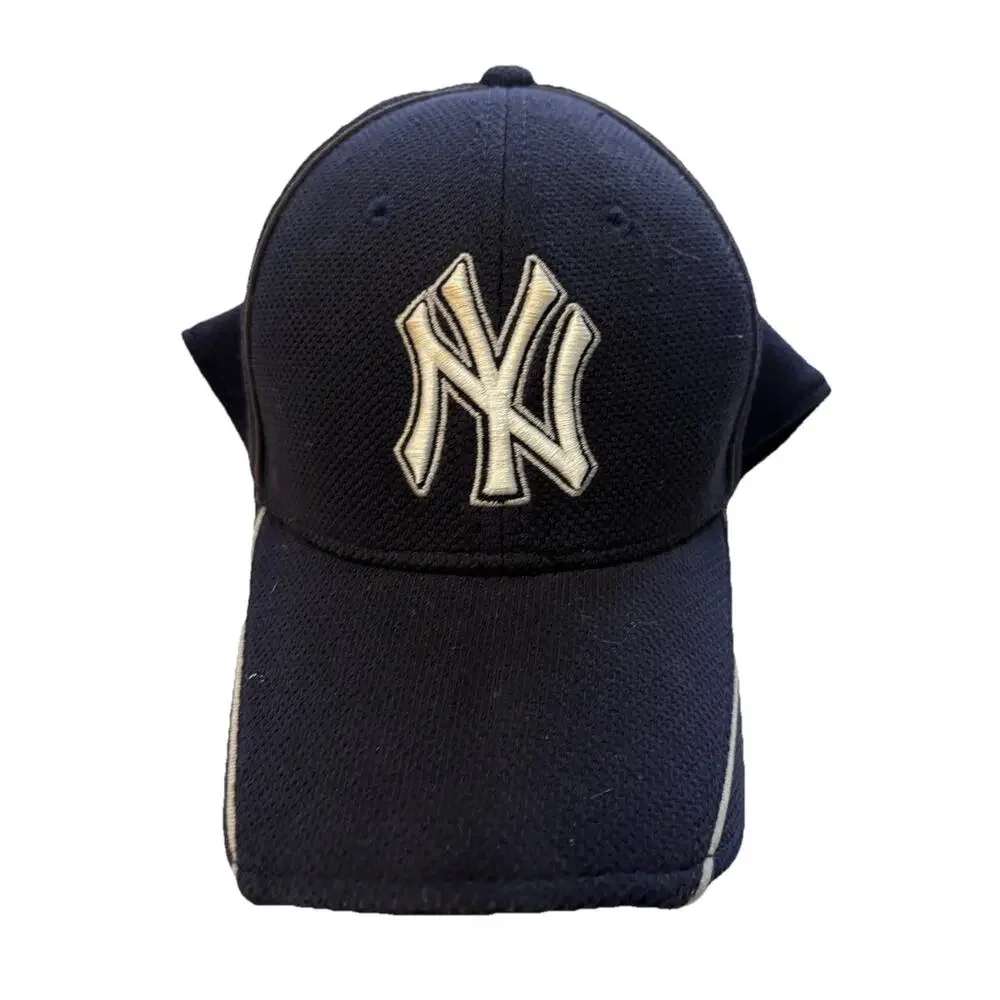 New York Yankees 39THIRTY Batting Practice Hat M/L Stretch Fit Cap Gray/Navy - Picture 2 of 4